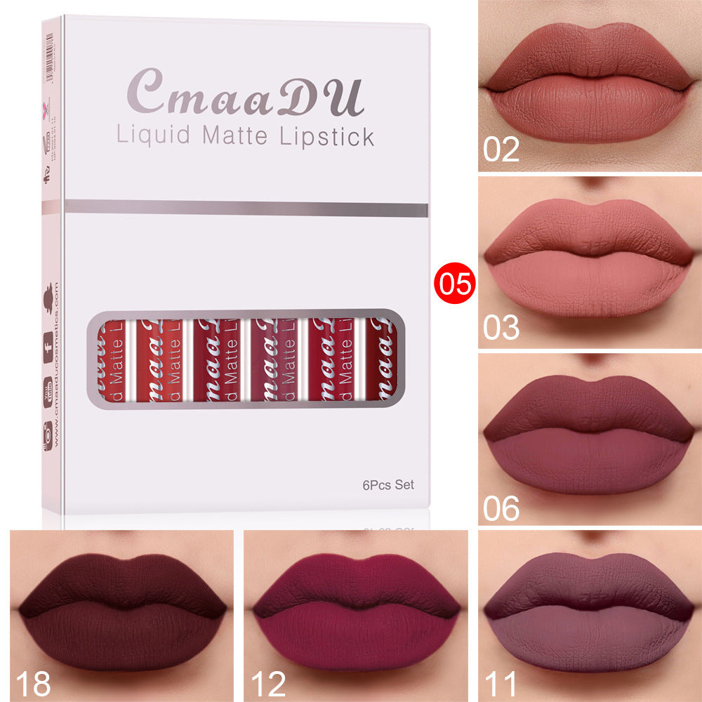 6-Box Matte Waterproof Lipstick