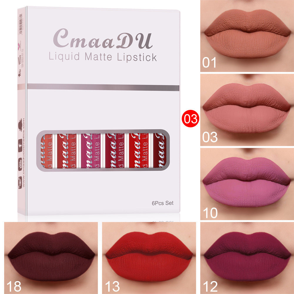 6-Box Matte Waterproof Lipstick